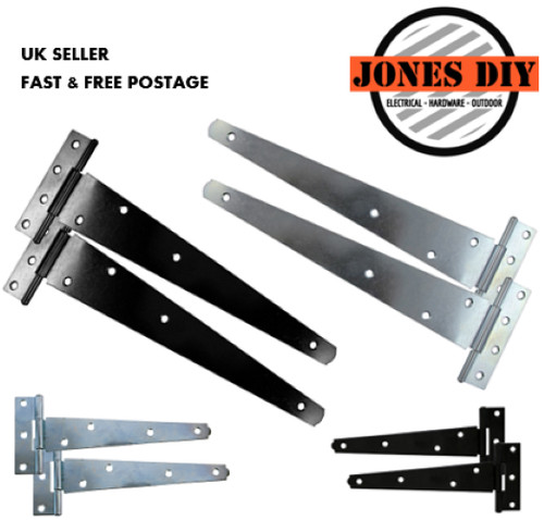 Tee hinges black galvanised - tee,