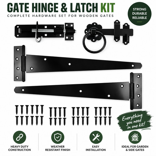 Gate hinge latch kit black - gate,